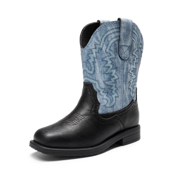 Kids Square-Toe Western Cowboy Boots - BLUE-BLACK -  0